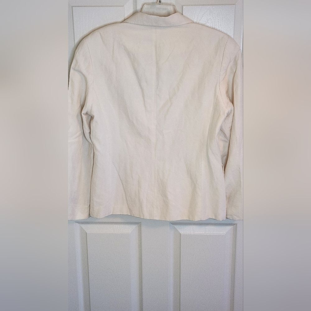 Express 11/12 Cream Lngslv Pockets Lined 55%SILK 45%LINEN Buttons Women Jacket - Picture 7 of 9